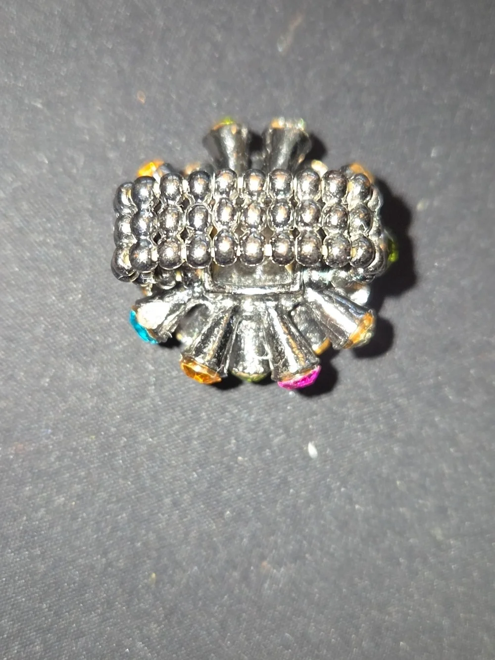 Vintage RA Multicolor Rhinestone Sputnik Dome Statement Cocktail Ring